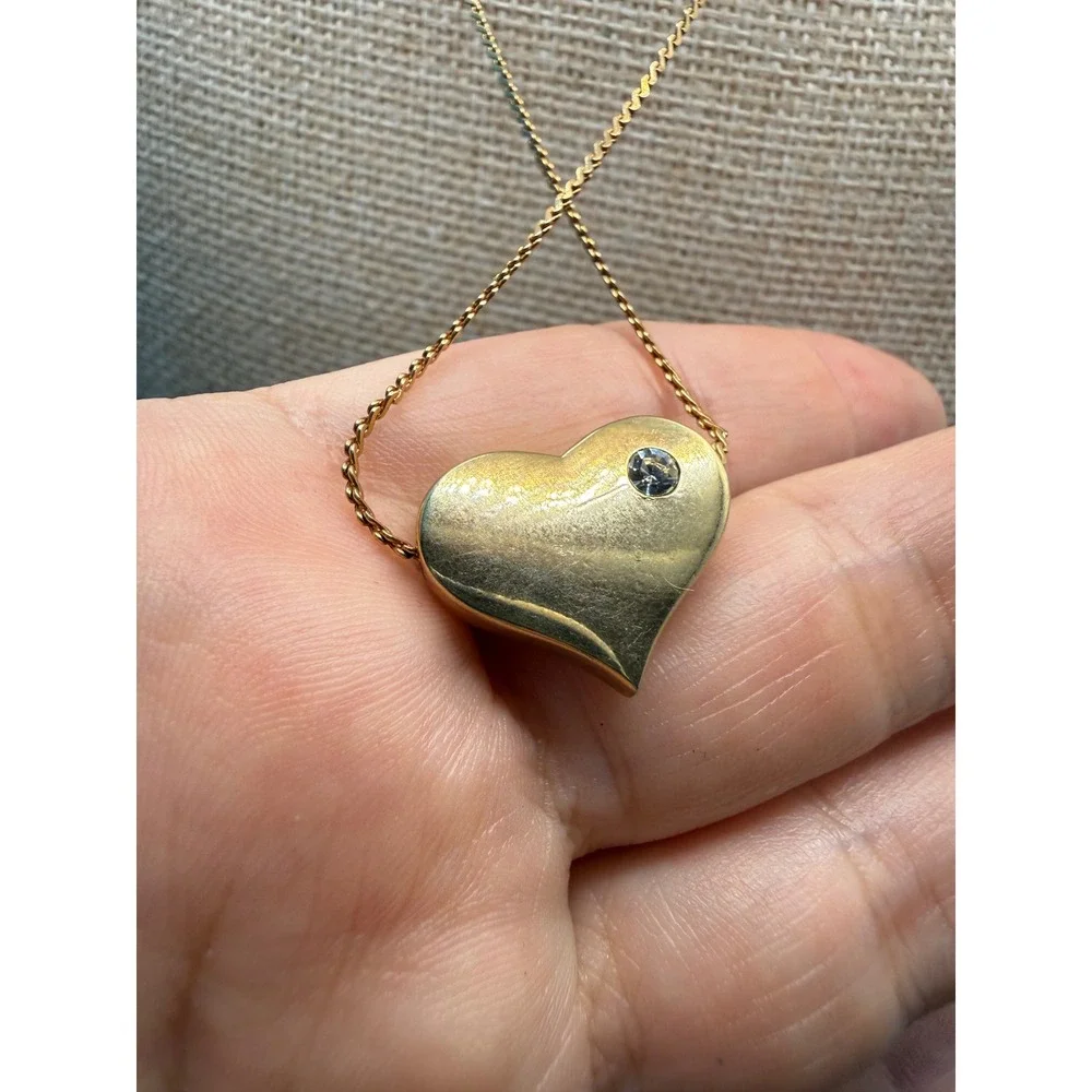 Sarah‎ Coventry Vintage Gold Tone Reversible Heart Mother of Pearl Necklace 16